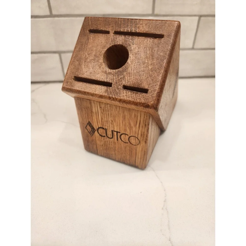 Cutco 5 Slot‎ Knife Block Wood Oak - Made in the USA Used. Block Only